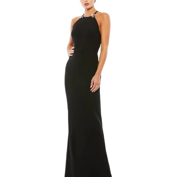 Mac Duggal 26618 Criss Cross Back Halter Neck Column Dress Size 6‎ - Picture 1 of 8